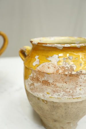 Antique 19th century French yellow glazed confit pots
