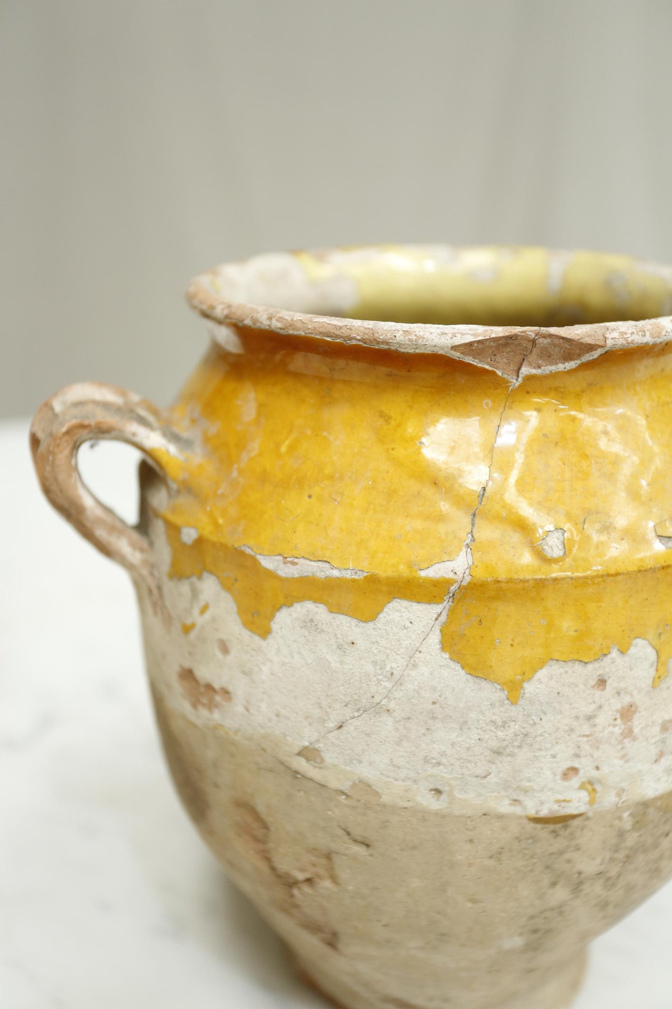 Antique 19th century French yellow glazed confit pots