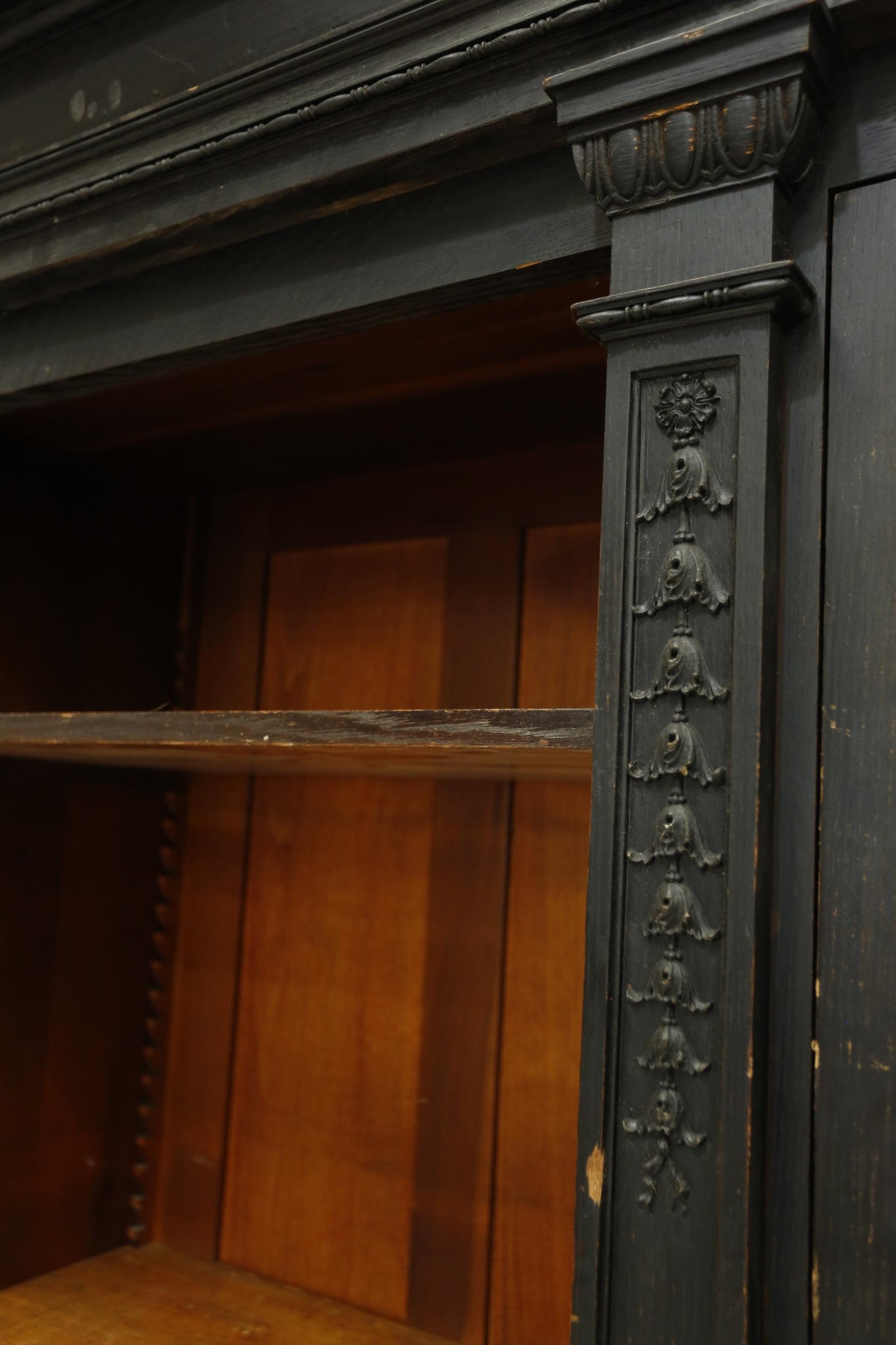 Antique c.1900 Ebonised library cabinet