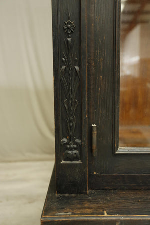 Antique c.1900 Ebonised library cabinet