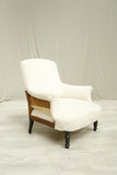 Antique French Napoleon square backed armchair with matching footstool