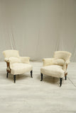 Antique Pair of Napoleon Low curved back armchairs