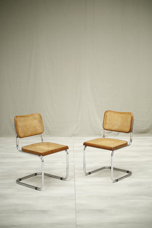 Pair of rattan Cesca cantilever chairs after Marcel Breuer - TallBoy Interiors