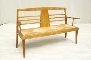 20th century French oak rush seated bench