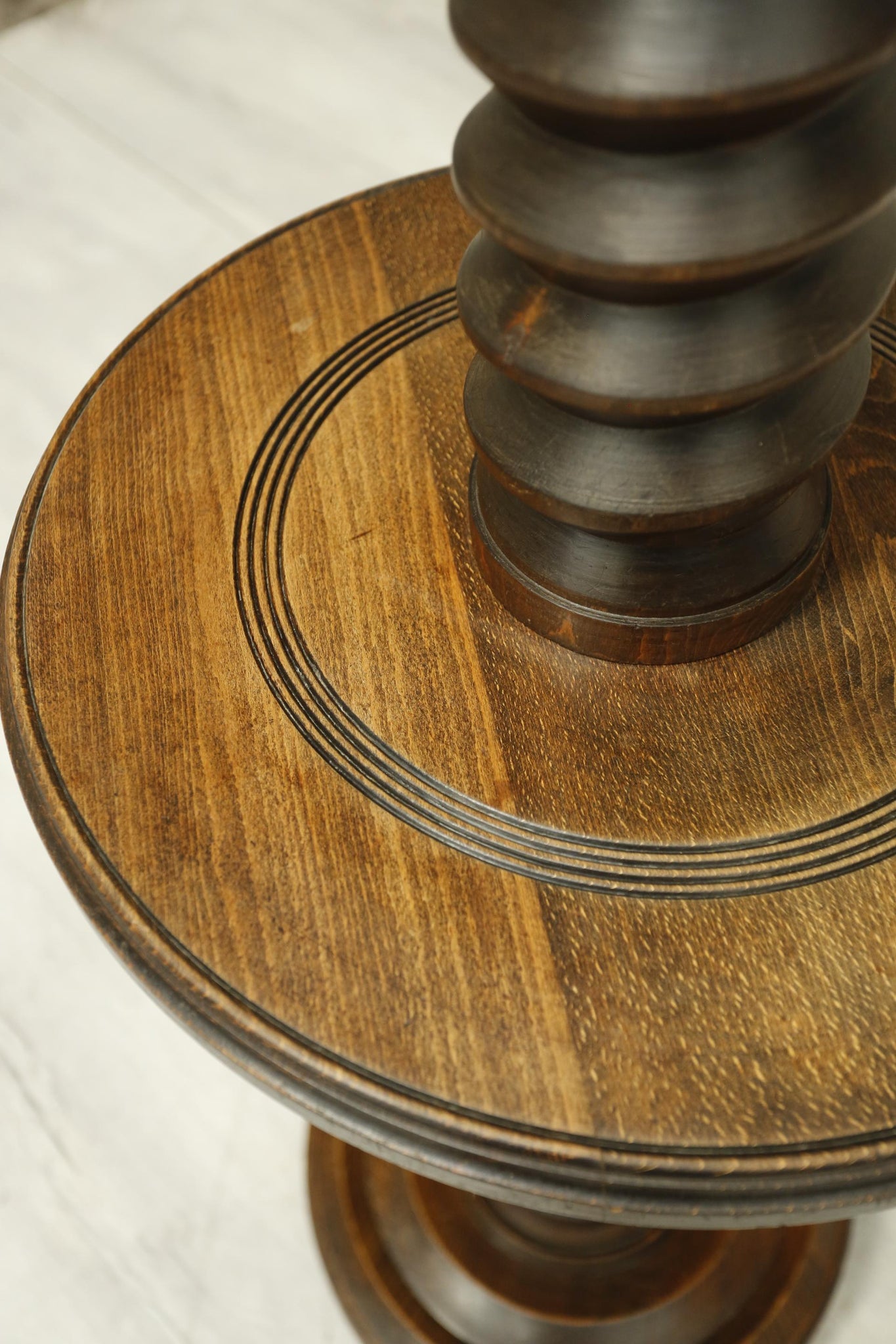 20th century Turned screw floor lamp with table