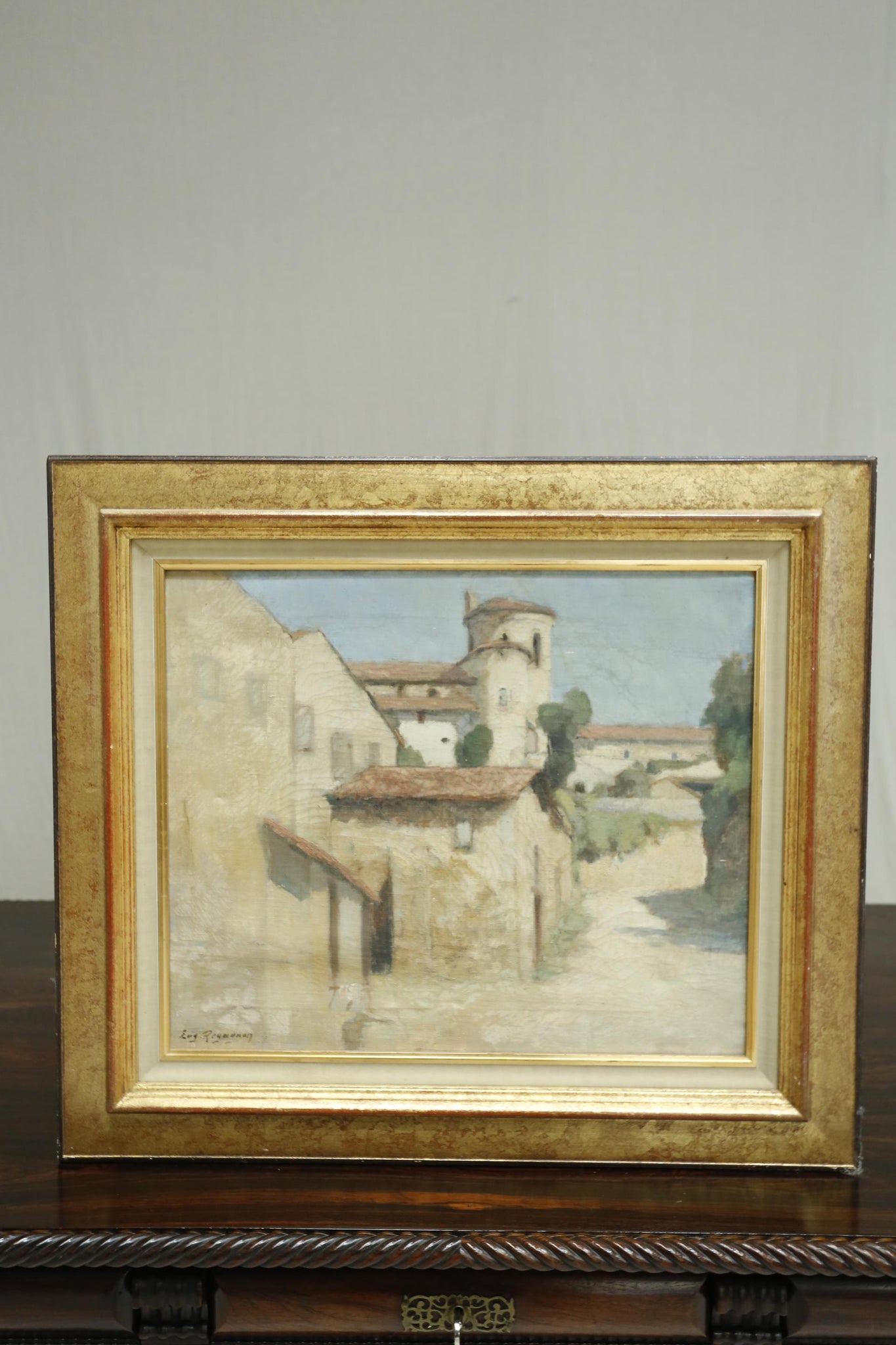 20th century oil on canvas painting on a French lane