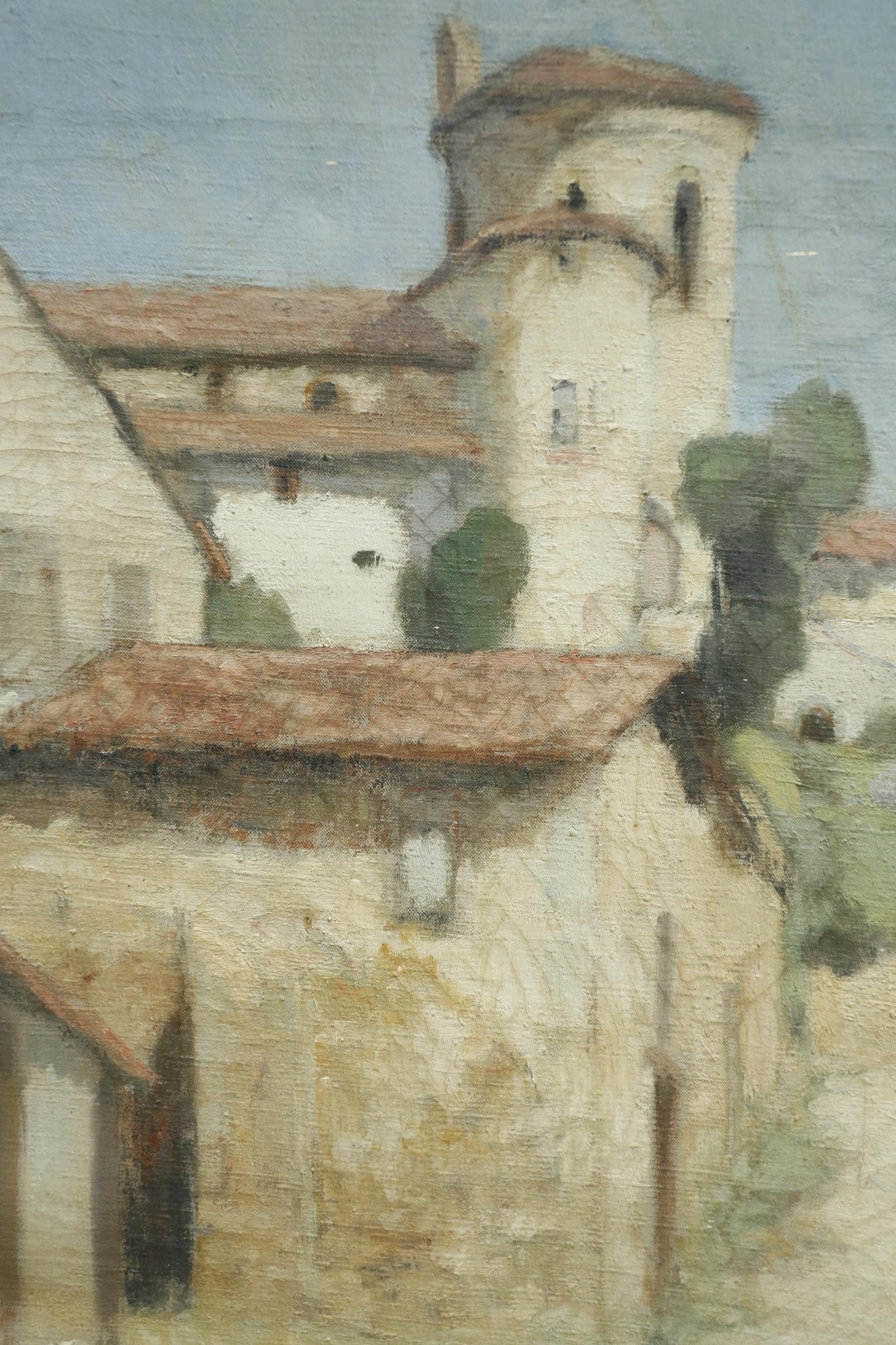 20th century oil on canvas painting on a French lane