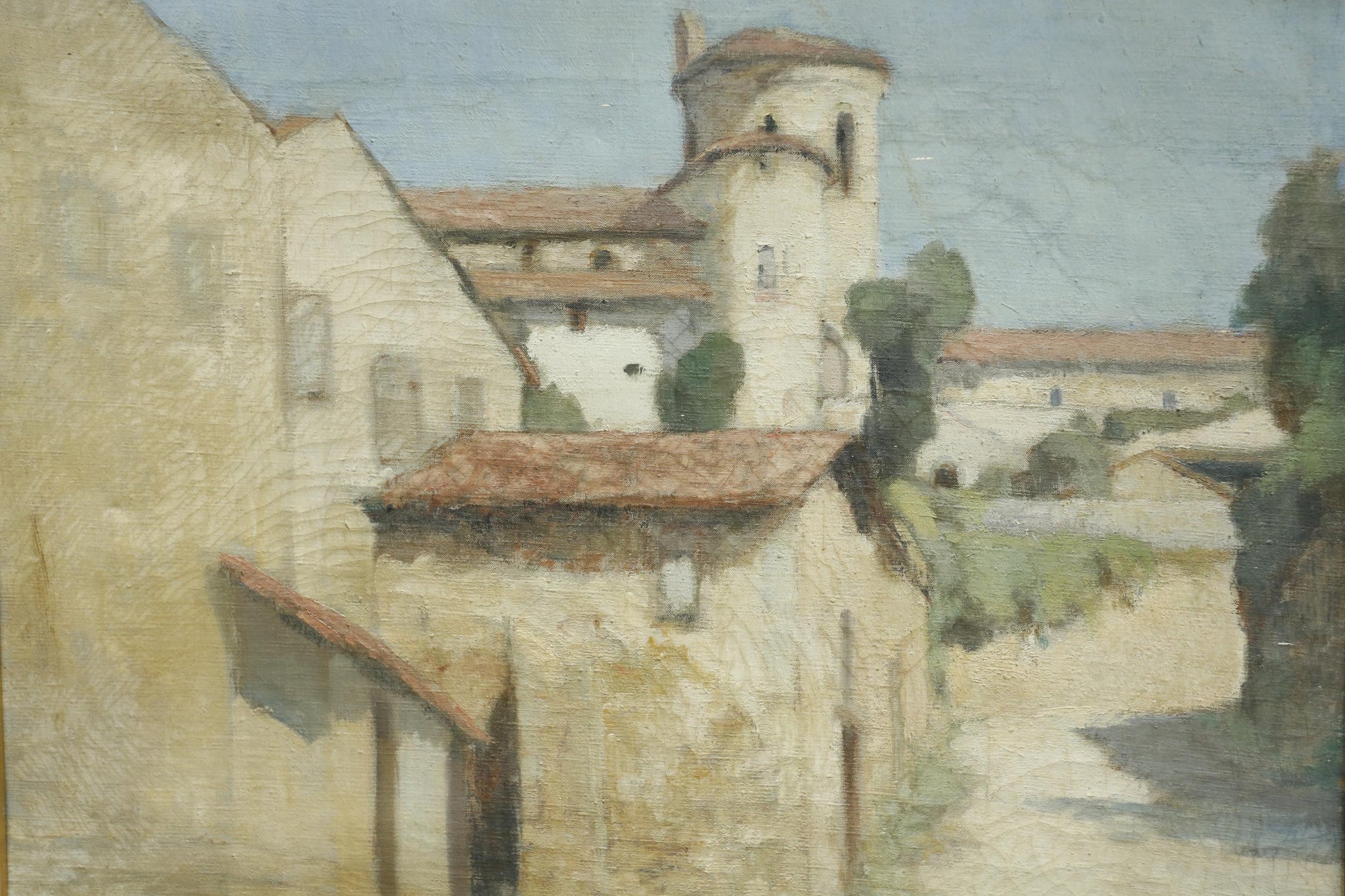 20th century oil on canvas painting on a French lane