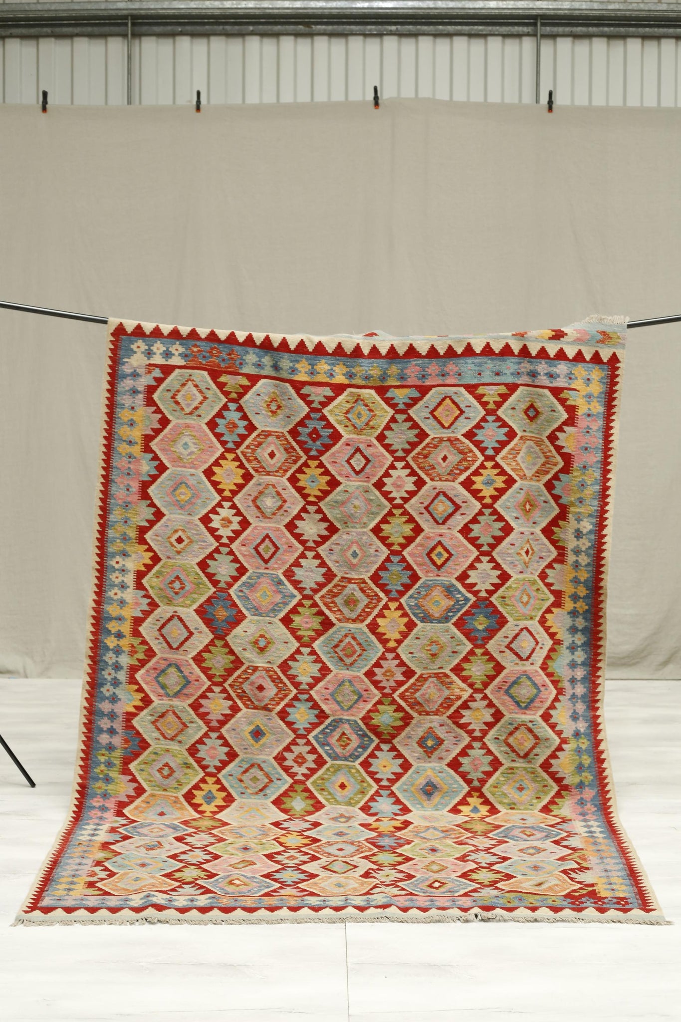 Very vibrant good sized 20th century Kilim rug - TallBoy Interiors