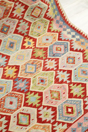 Very vibrant good sized 20th century Kilim rug - TallBoy Interiors
