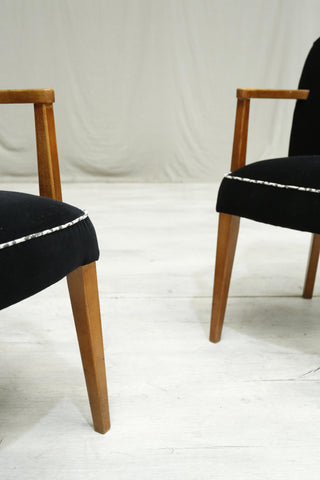 Single Mid century upholstered desk chair Black velvet