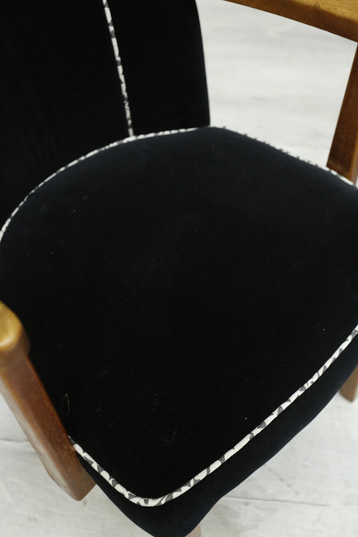 Single Mid century upholstered desk chair - Black velvet