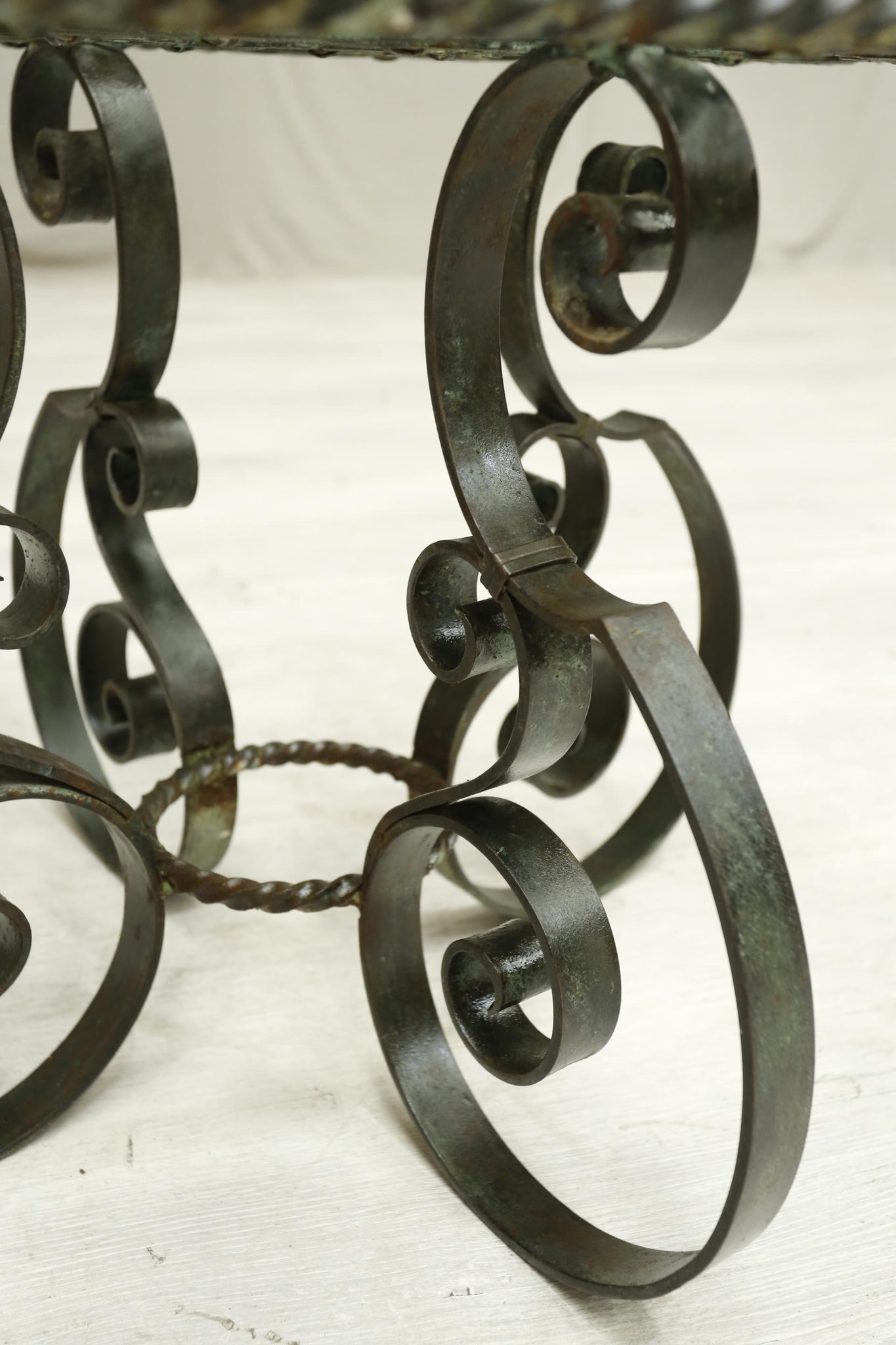 Mid century Spanish iron and glass side table