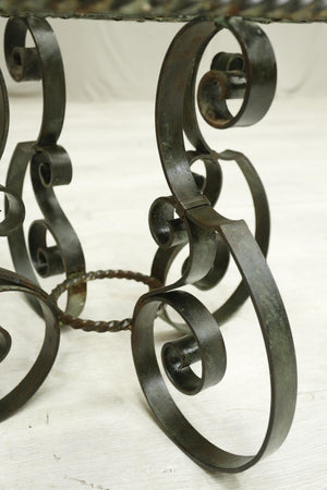 Mid century Spanish iron and glass side table