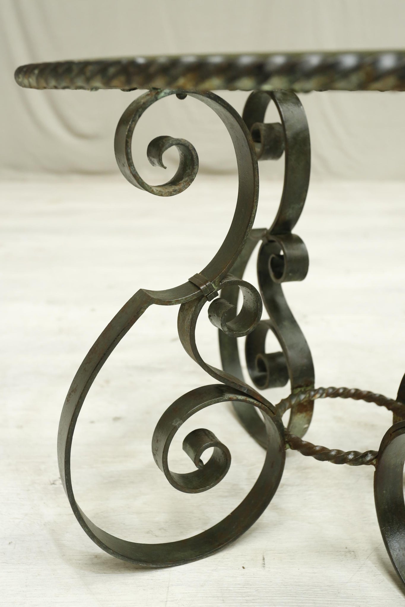 Mid century Spanish iron and glass side table