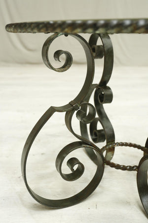 Mid century Spanish iron and glass side table