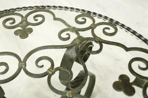 Mid century Spanish iron and glass side table