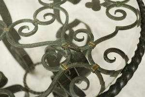 Mid century Spanish iron and glass side table
