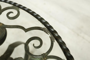 Mid century Spanish iron and glass side table