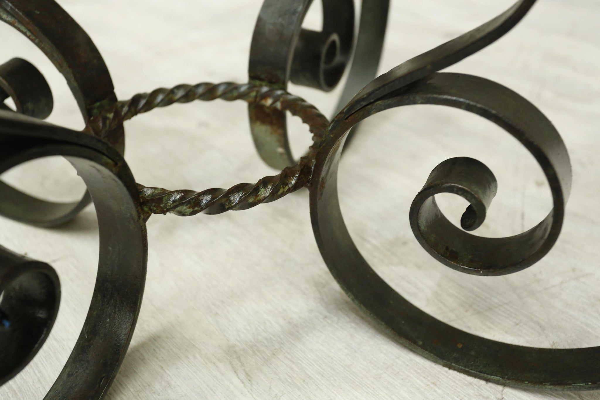 Mid century Spanish iron and glass side table