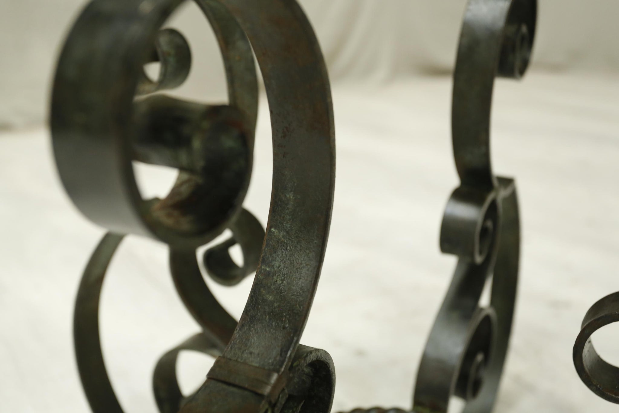 Mid century Spanish iron and glass side table