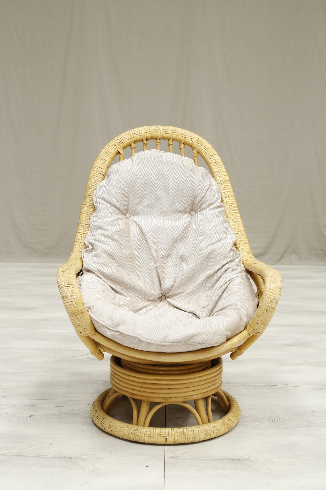 Mid century large bamboo swivel chair - TallBoy Interiors