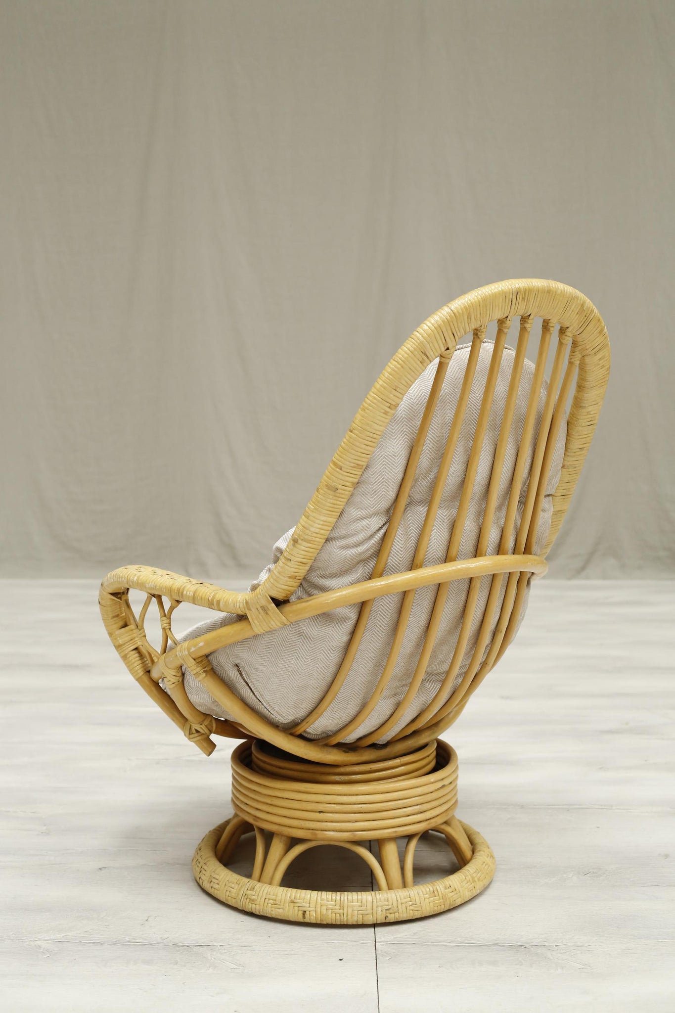 Mid century large bamboo swivel chair - TallBoy Interiors