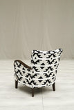 Mid century Swedish armchair upholstered in embroidered fabric - TallBoy Interiors
