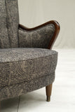 Mid century Swedish armchair in Black textured fabric - TallBoy Interiors