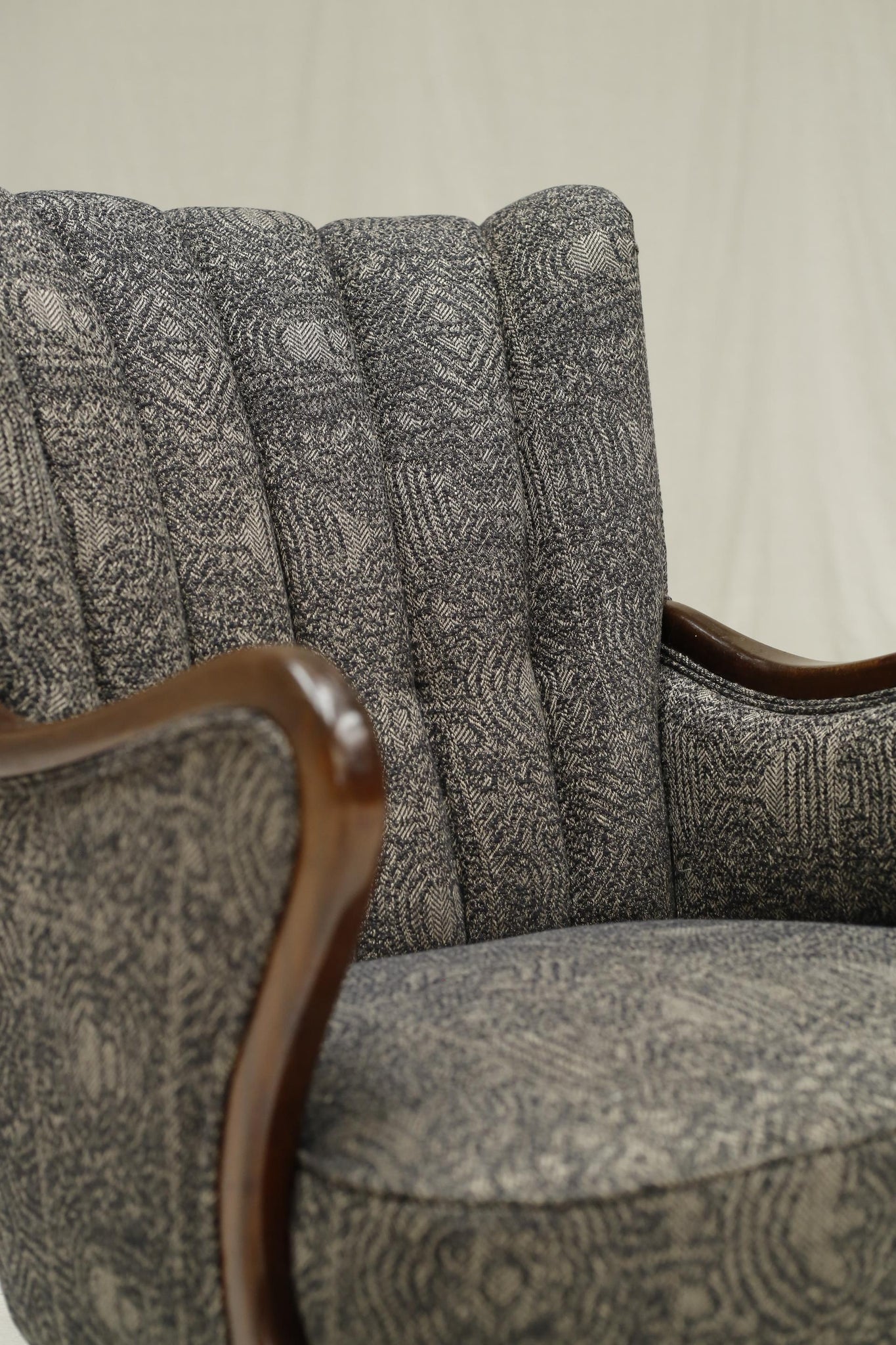 Mid century Swedish armchair in Black textured fabric - TallBoy Interiors