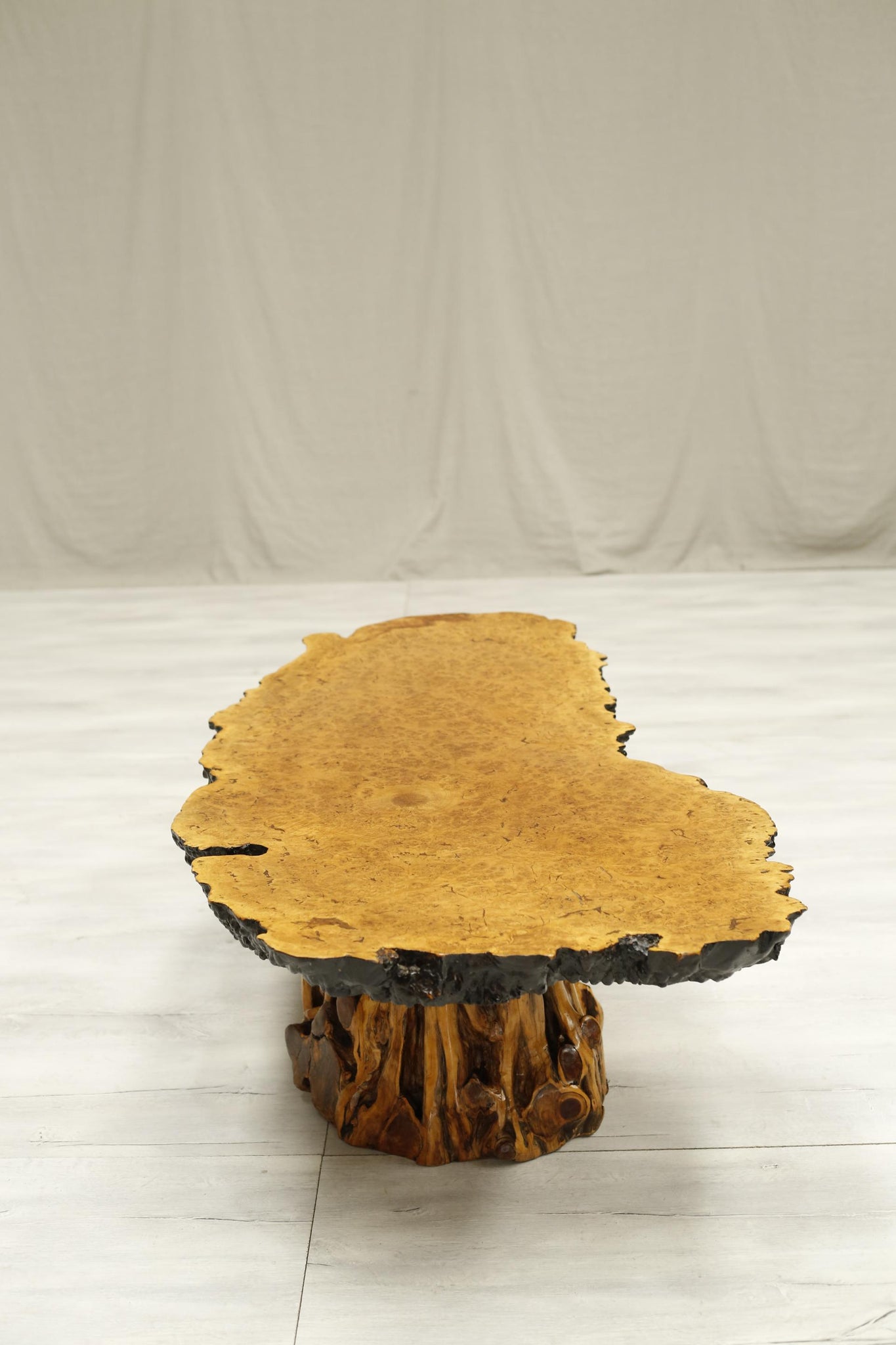 20th century large burr oak naturalistic coffee table - TallBoy Interiors