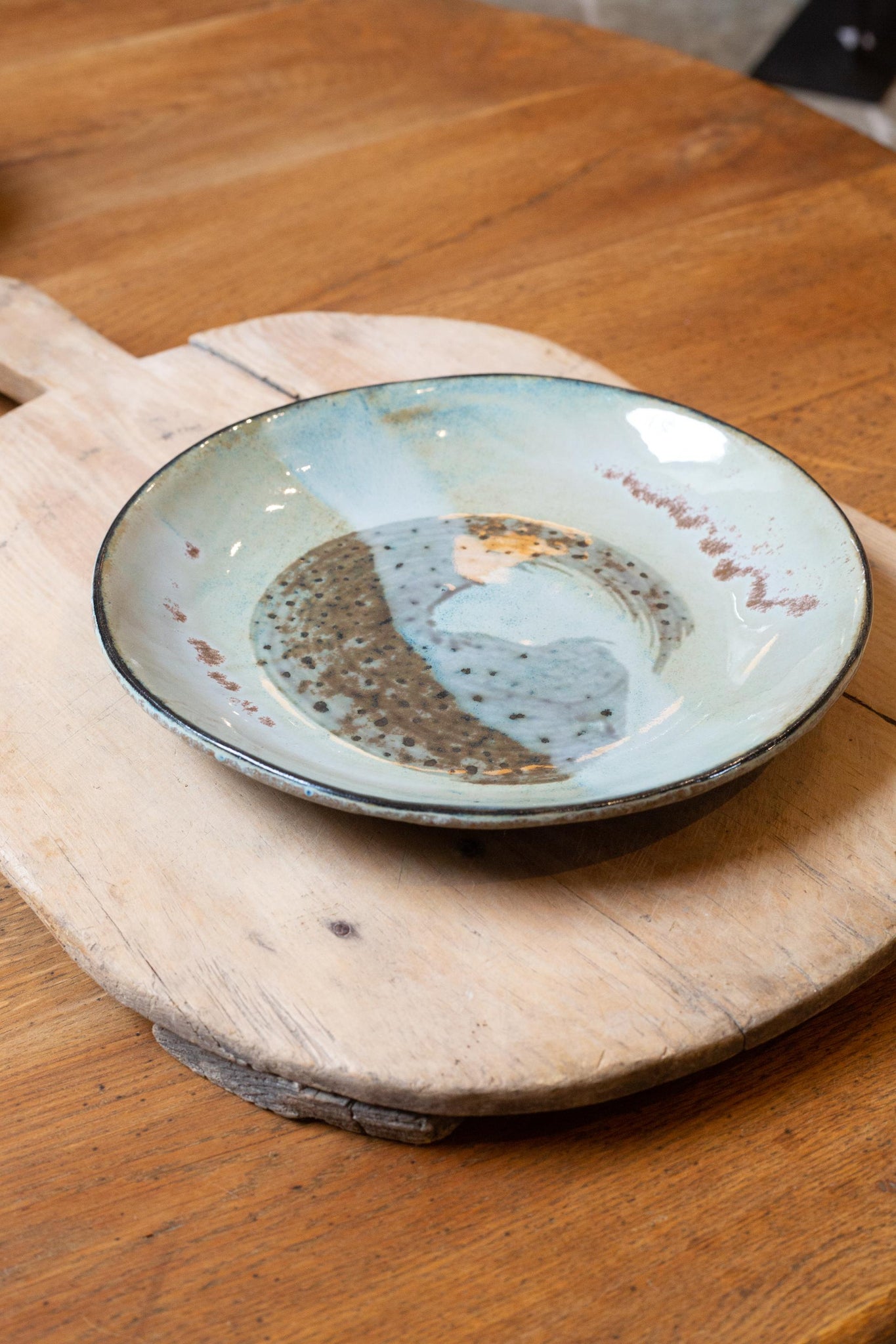 Studio pottery black shale coupe bowls by Sylvie Joly