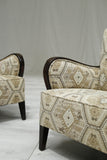 Mid century Swedish lounge chairs in Kilim fabric - TallBoy Interiors
