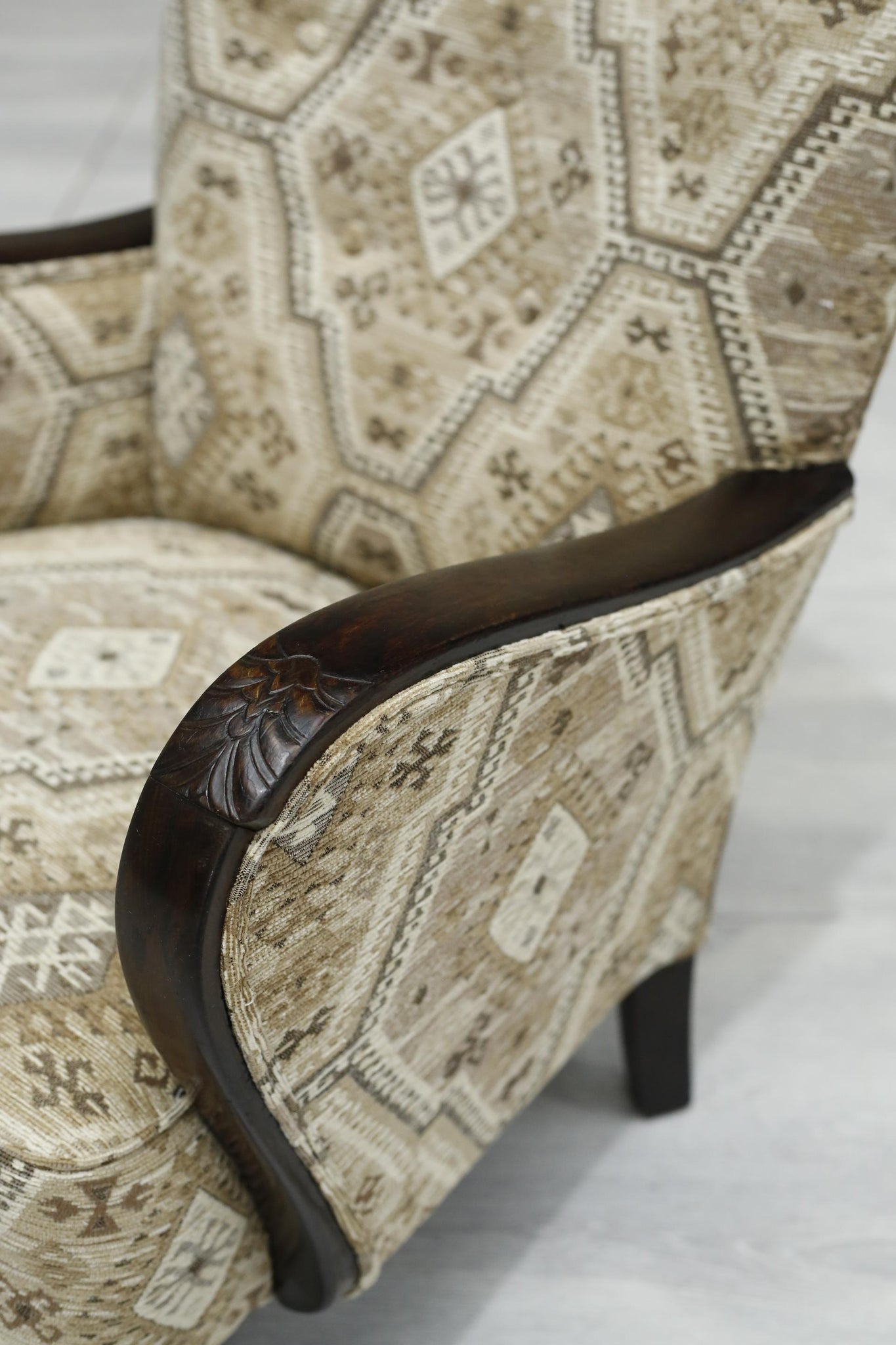 Mid century Swedish lounge chairs in Kilim fabric - TallBoy Interiors
