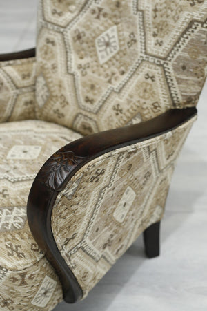 Mid century Swedish lounge chairs in Kilim fabric - TallBoy Interiors