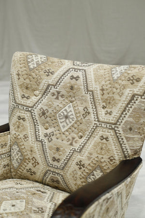 Mid century Swedish lounge chairs in Kilim fabric - TallBoy Interiors