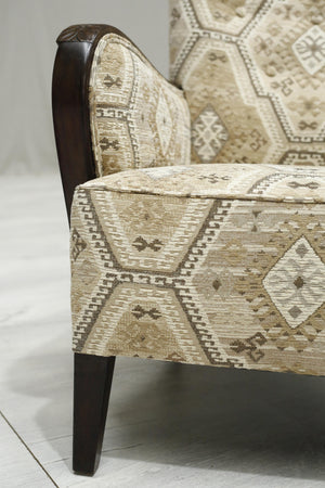 Mid century Swedish lounge chairs in Kilim fabric - TallBoy Interiors