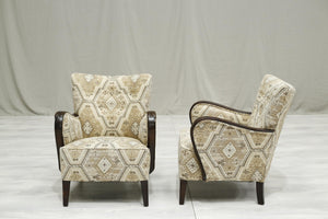 Mid century Swedish lounge chairs in Kilim fabric - TallBoy Interiors