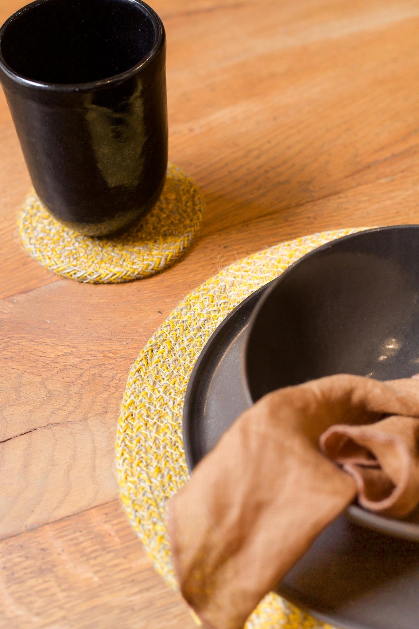 Indian Yellow Jute coasters