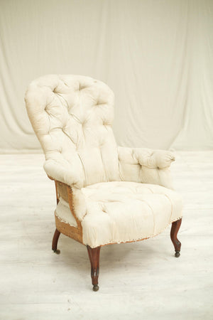 Antique 19th century French Buttoned balloon back armchair
