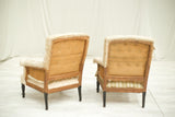 Pair of Napoleon III buttoned Square back armchairs