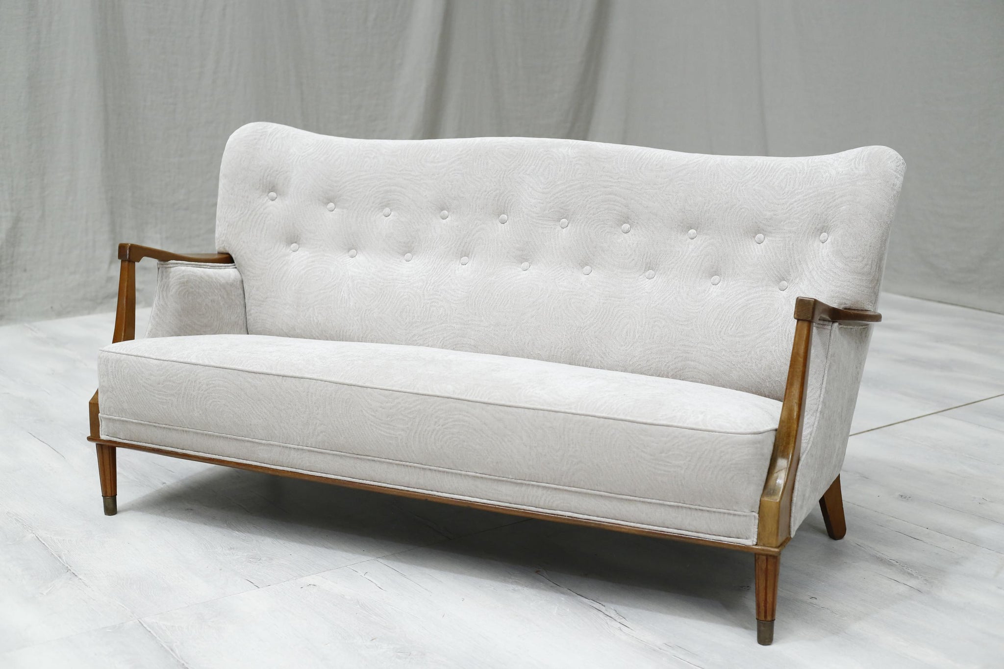 Mid century Swedish curved back lounge sofa - TallBoy Interiors