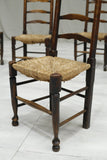 6x Antique farmhouse rush seated dining chairs - TallBoy Interiors