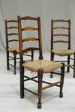 6x Antique farmhouse rush seated dining chairs - TallBoy Interiors