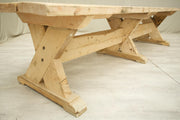 Long Rustic 'X' Frame pine dining table - TallBoy Interiors