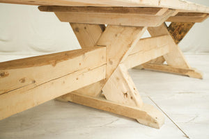 Long Rustic 'X' Frame pine dining table