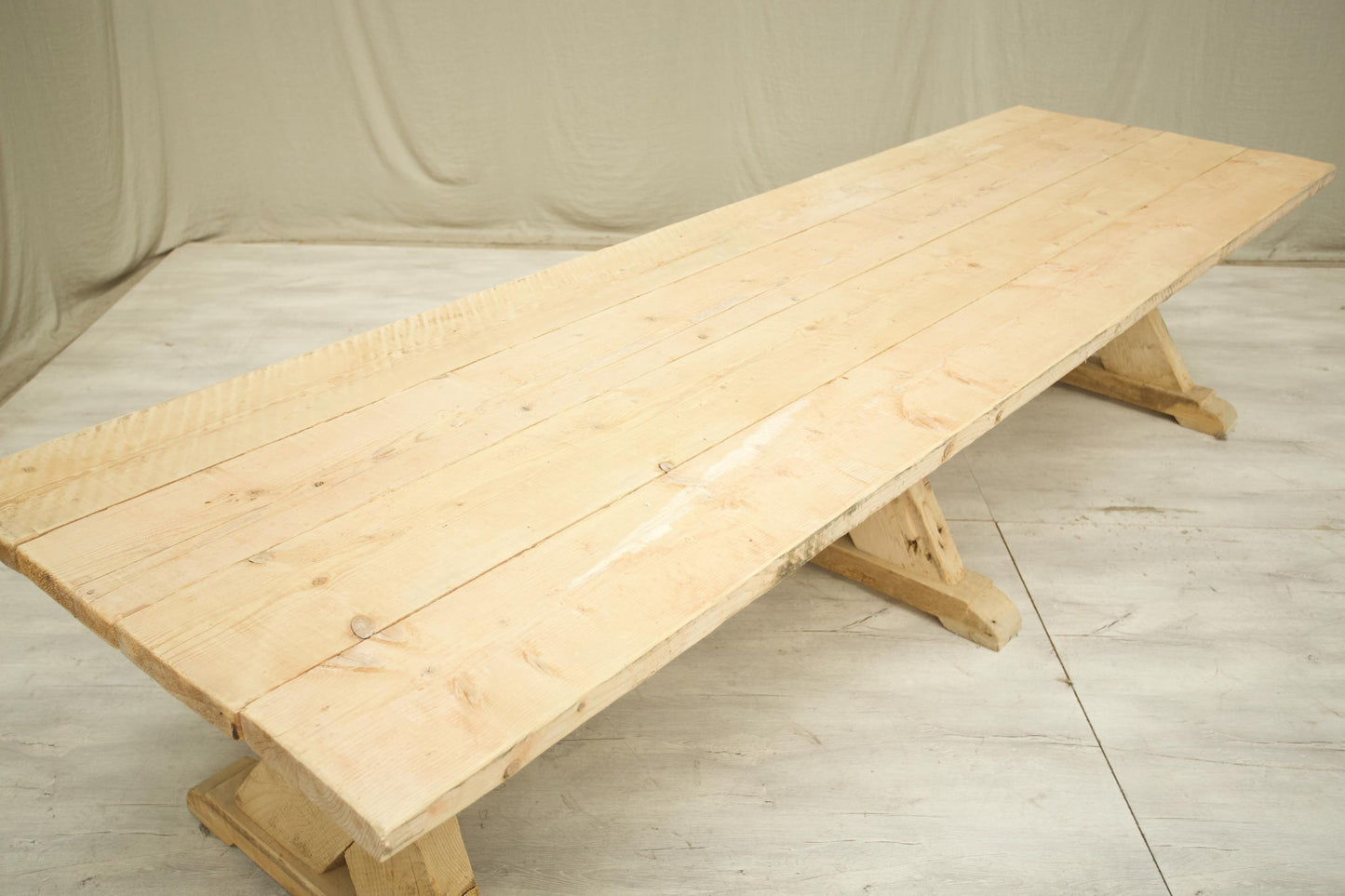 Long Rustic 'X' Frame pine dining table