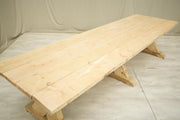 Long Rustic 'X' Frame pine dining table - TallBoy Interiors