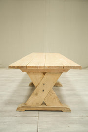 Long Rustic 'X' Frame pine dining table - TallBoy Interiors
