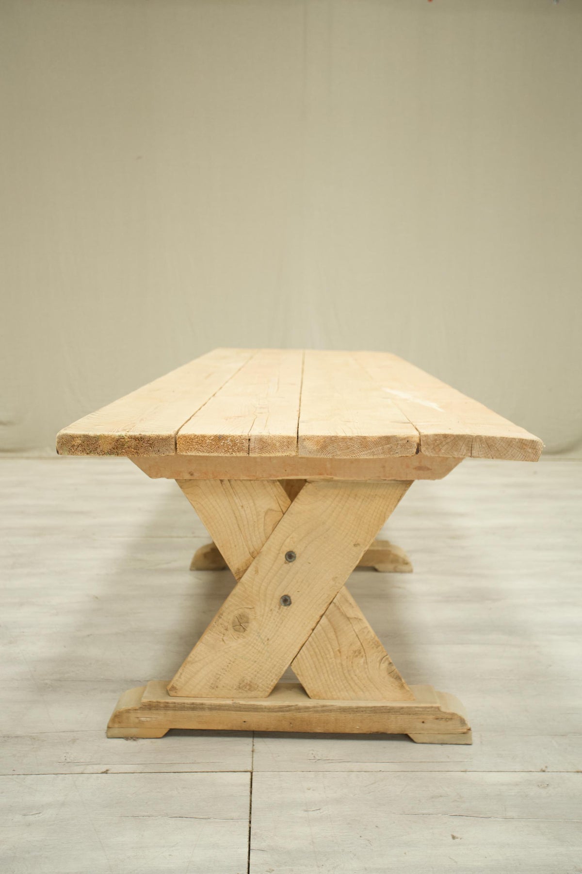Long Rustic 'X' Frame pine dining table - TallBoy Interiors